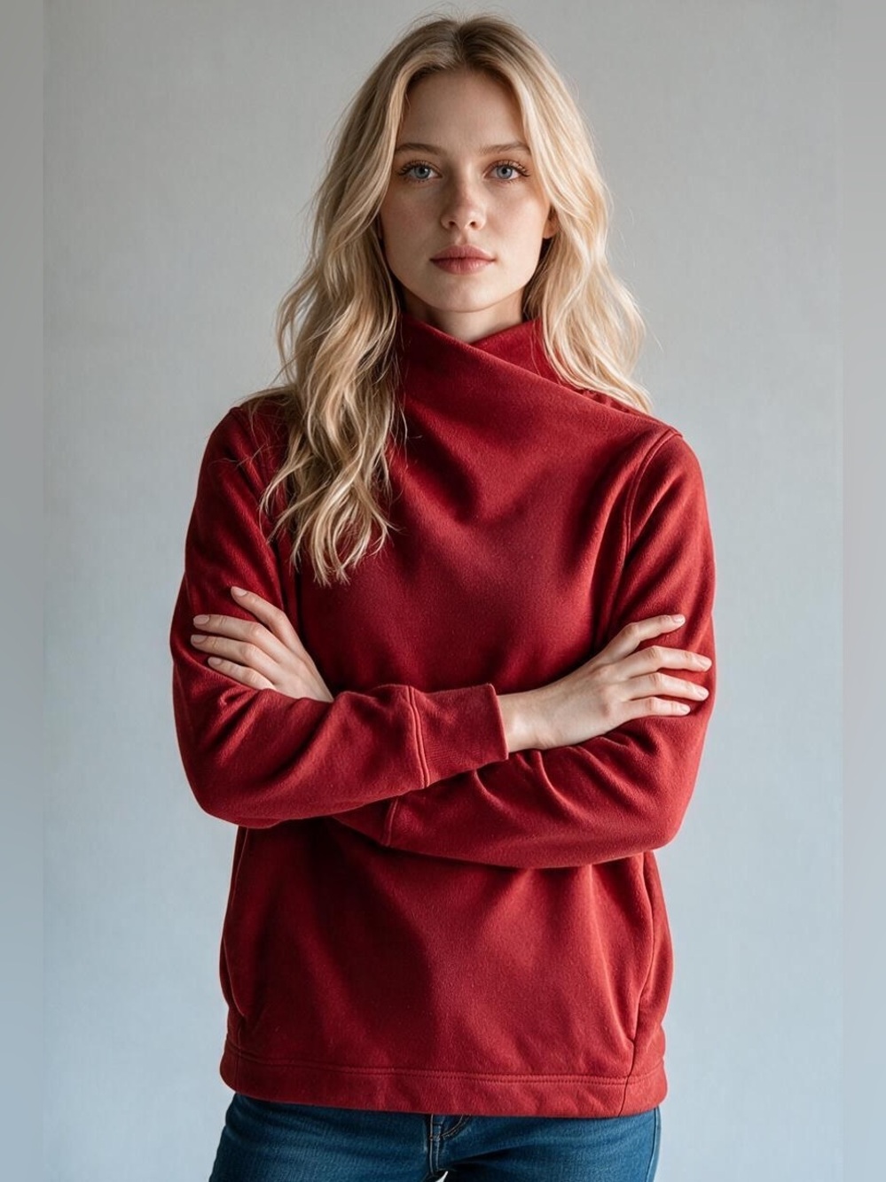 Athleta Red Cowl Neck Sweatshirt! Size Lg In Excellent Condition!!!